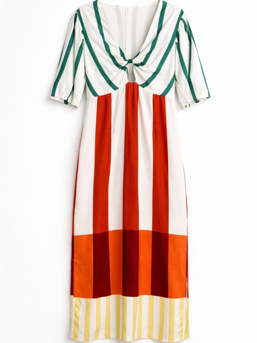 micas statement stripe midi dress bold colorblock twist front large - Picture 2 of 11